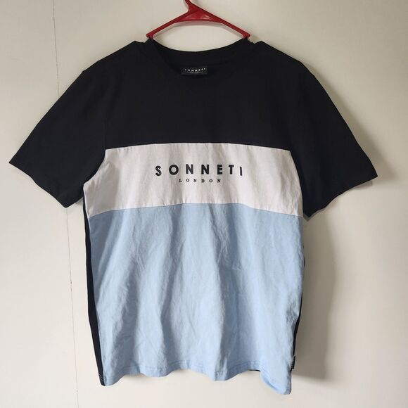 NEW SONNETI London Men’s Capri Color Block Logo Short Sleeve T-Shirt Tee M NWT - Picture 1 of 7